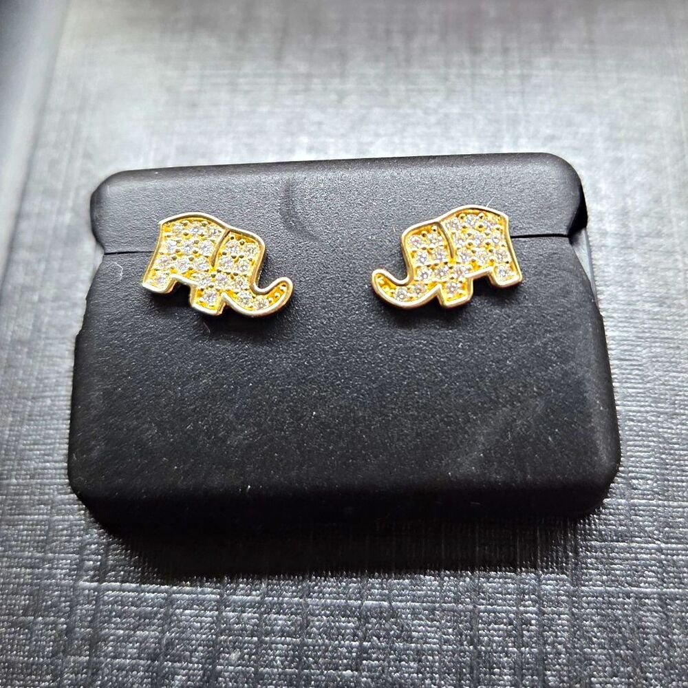 925 Sterling Silver White Moissanite Elephant Stud Earrings 0.25ctw